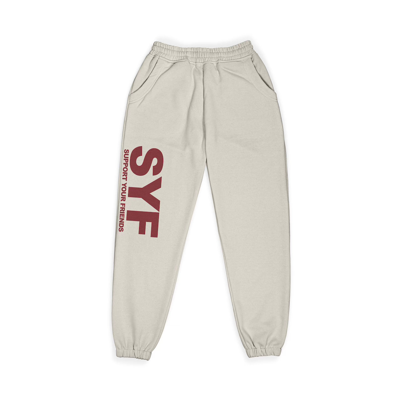 SYF Sweats Pants (Cream & Burgundy)