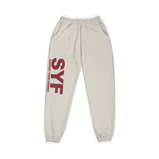 SYF Sweats Pants (Cream & Burgundy)